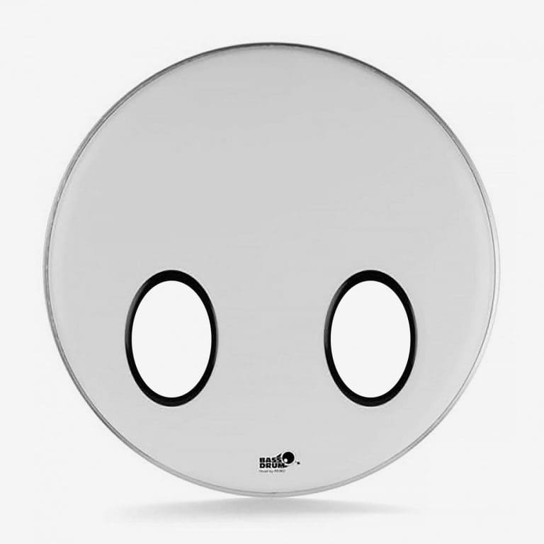 Bass Drum O's White Reso Head with 2 Black 6" Oval Ports