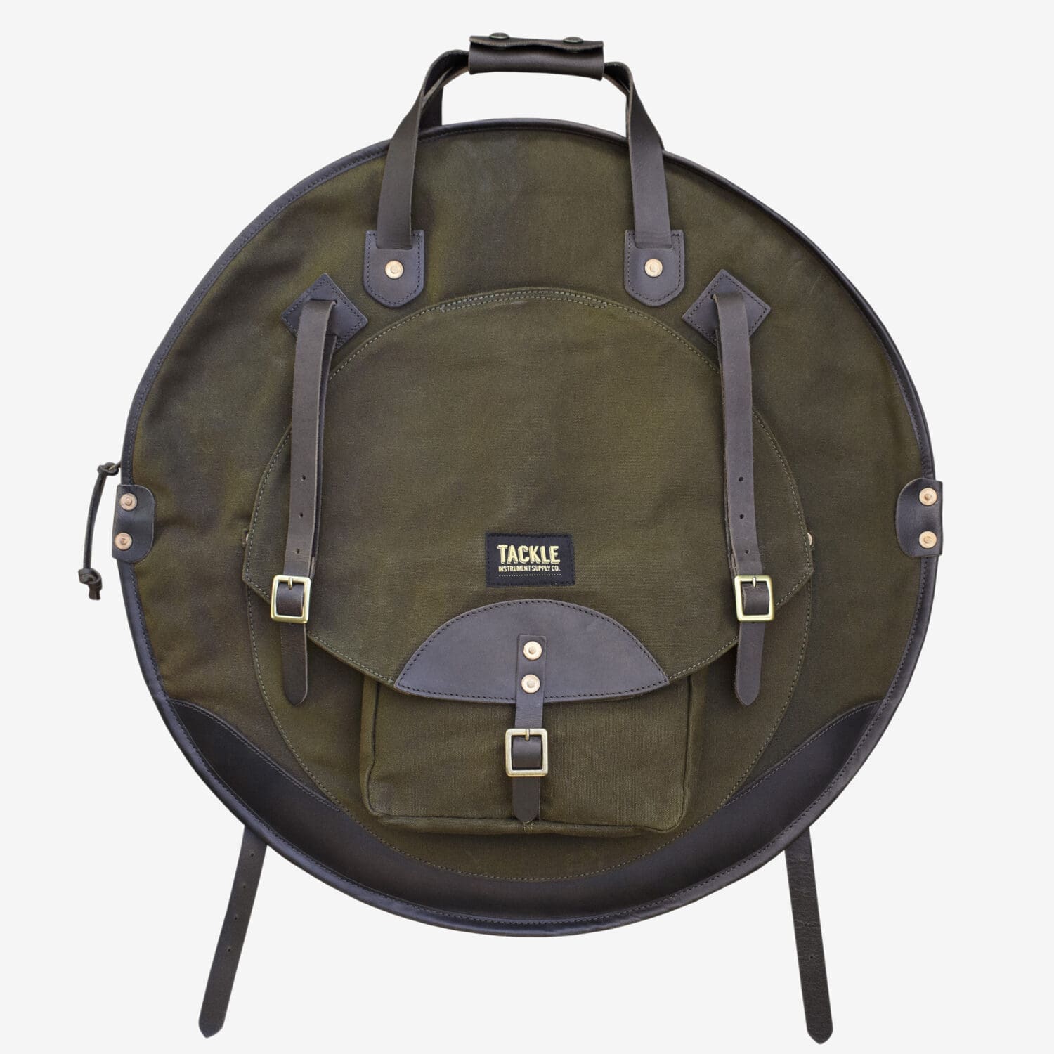 Forest Green/Dark Brown Waxed Canvas Backpack Cymbal Case