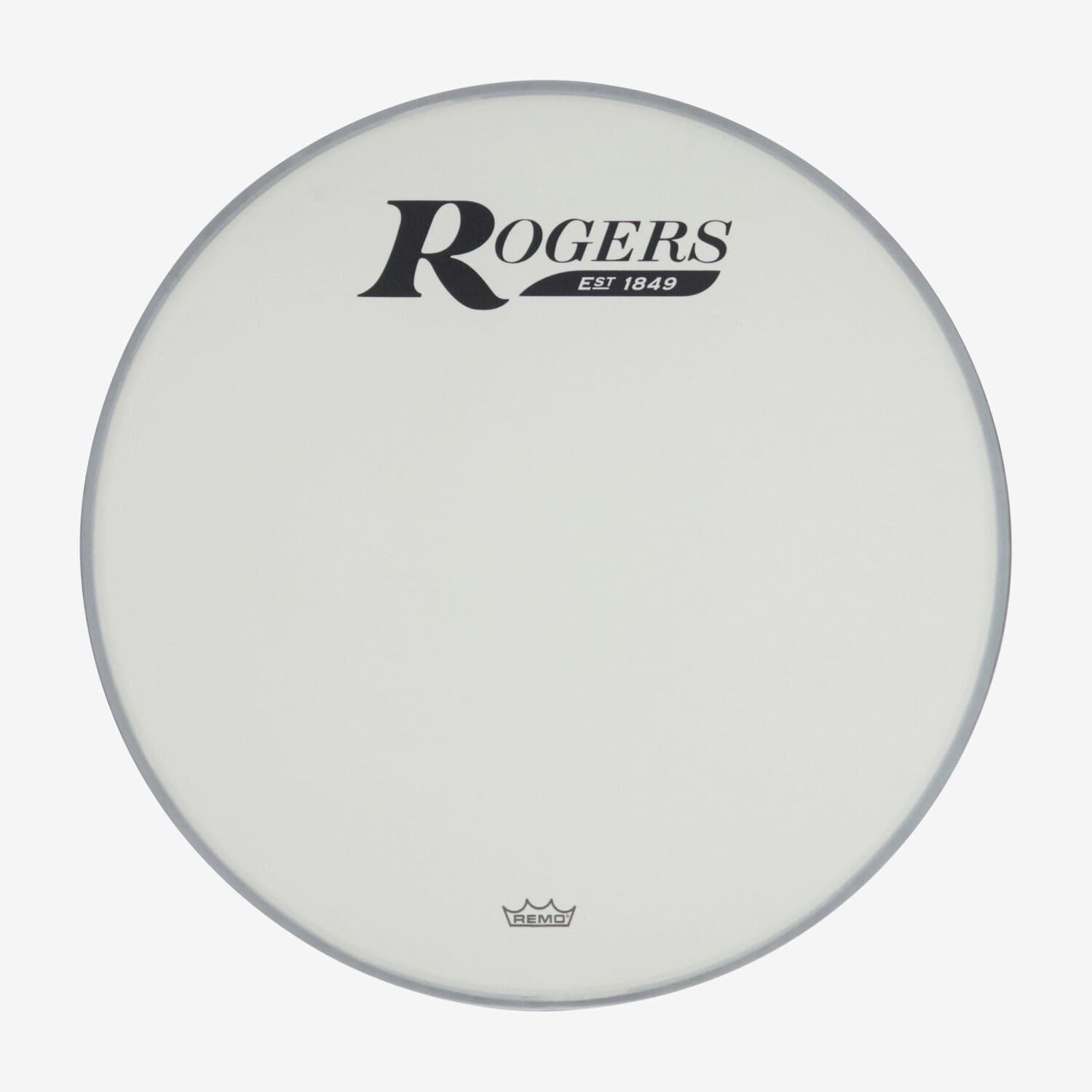 Rogers Large Logo Coated White Resonant Bass Drum Head